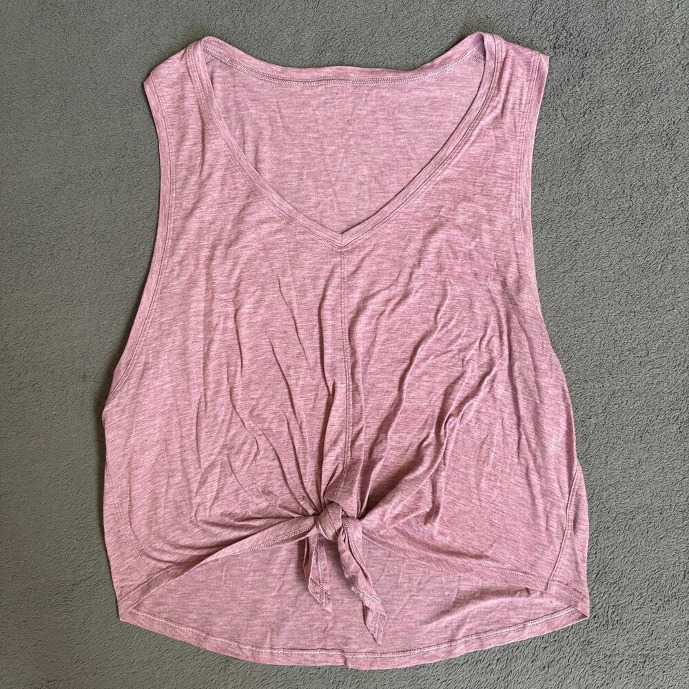 Lululemon Knot Gonna Fly Mauve V-Neck Front Tie Sleeveless Tank Top Women's Sz 6